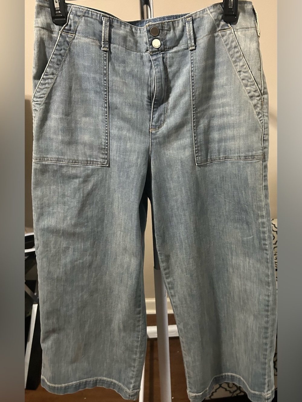 Light Blue Wide leg Cropped Denim Jeans